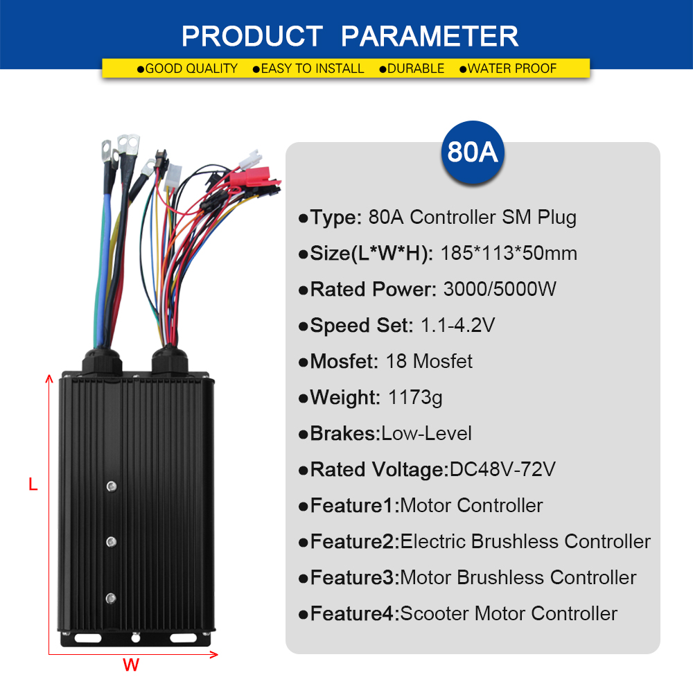 Sine Wave Controller 48V 72V 80A - 라이트 기능이 있는 48V 72V 80A