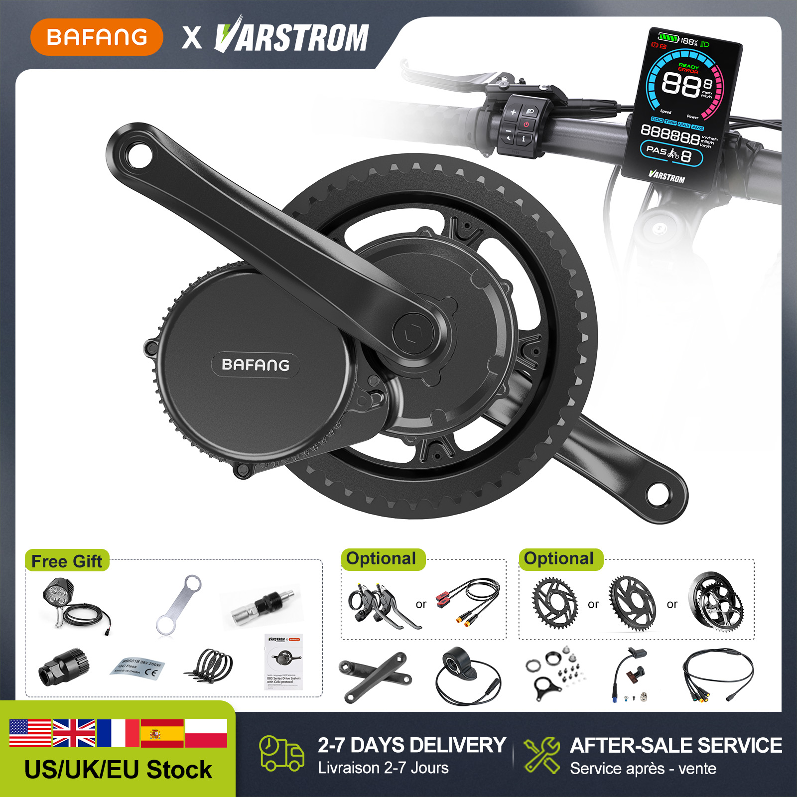 Mid Drive Motor Kit 52V 1000W - [미국 주식] 바팡 48V 500W 750W