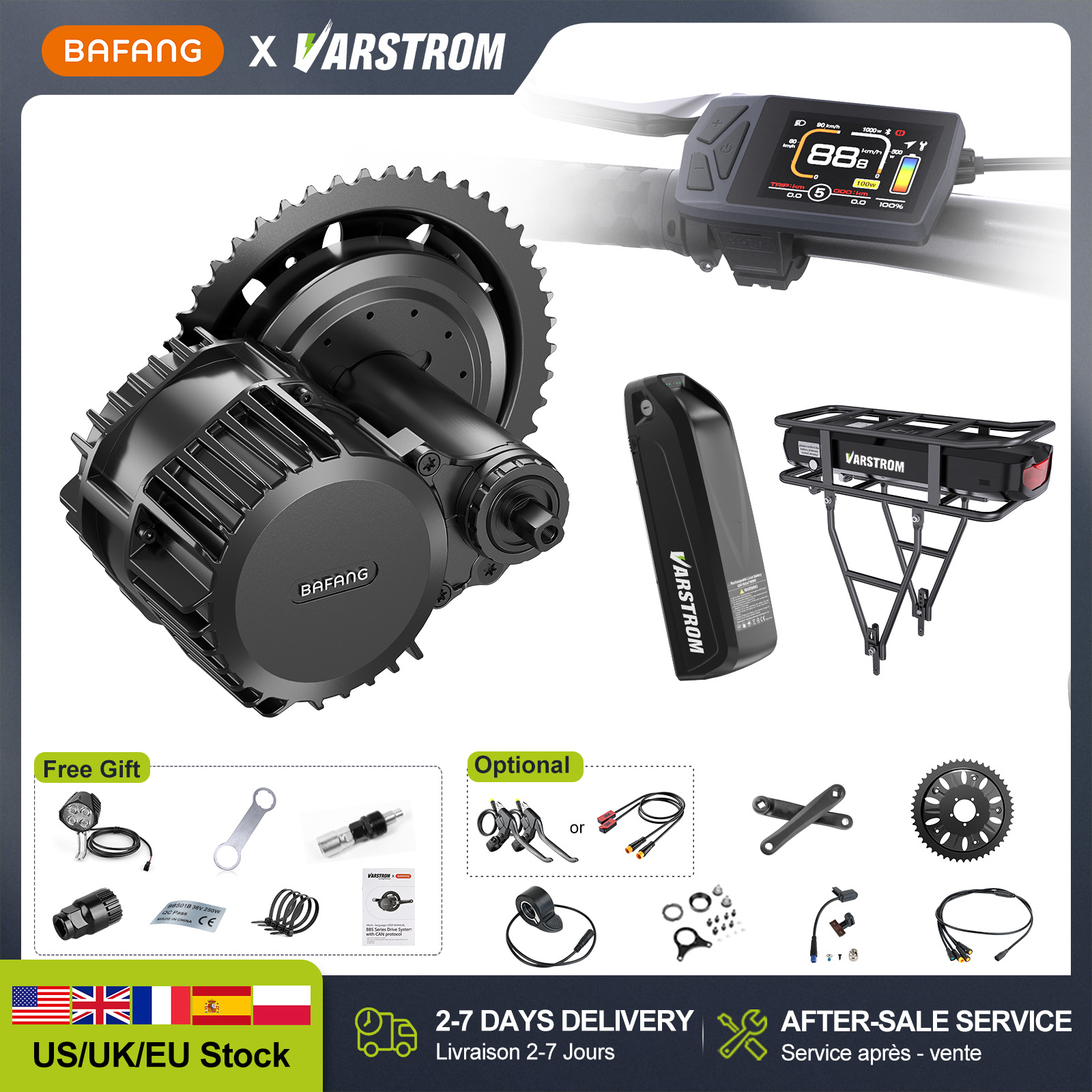 Bafang Bbshd 1000W Conversion Kit - [미국 주식]바팡 48V 미드 드라이브 모터