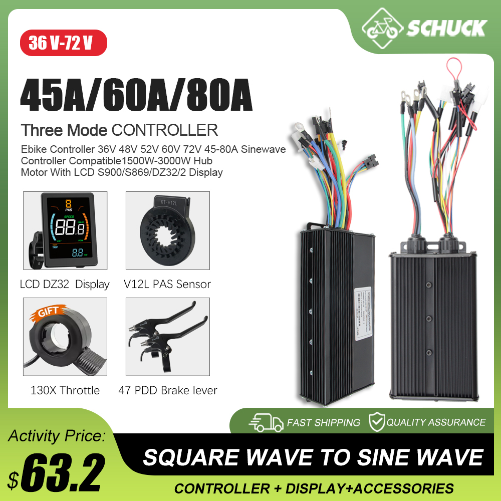 전기 자전거 3모드 48V 52V 60V 72V 45- - Sine Wave Controller 48V 72V 80A 리뷰 및 가격