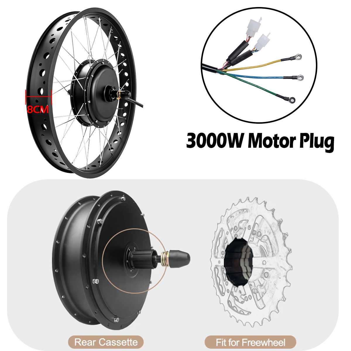 72V 3000W 브러시리스 기어리스 허브 모터 전기  - 72V 5000W Hub Motor Kit 리뷰 및 가격