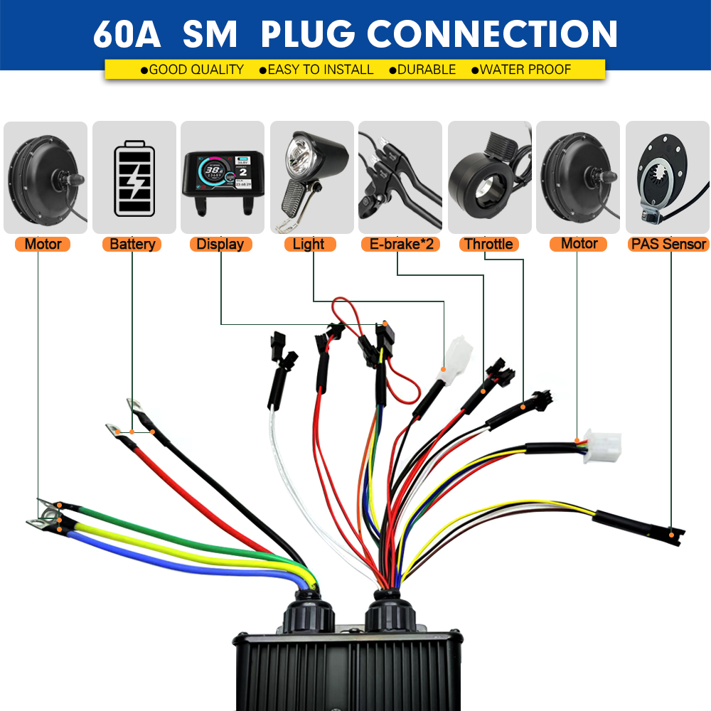 2000W-5000W 48V-72V 전기 자전거 3모드 - Sine Wave Controller 48V 72V 80A 리뷰 및 가격