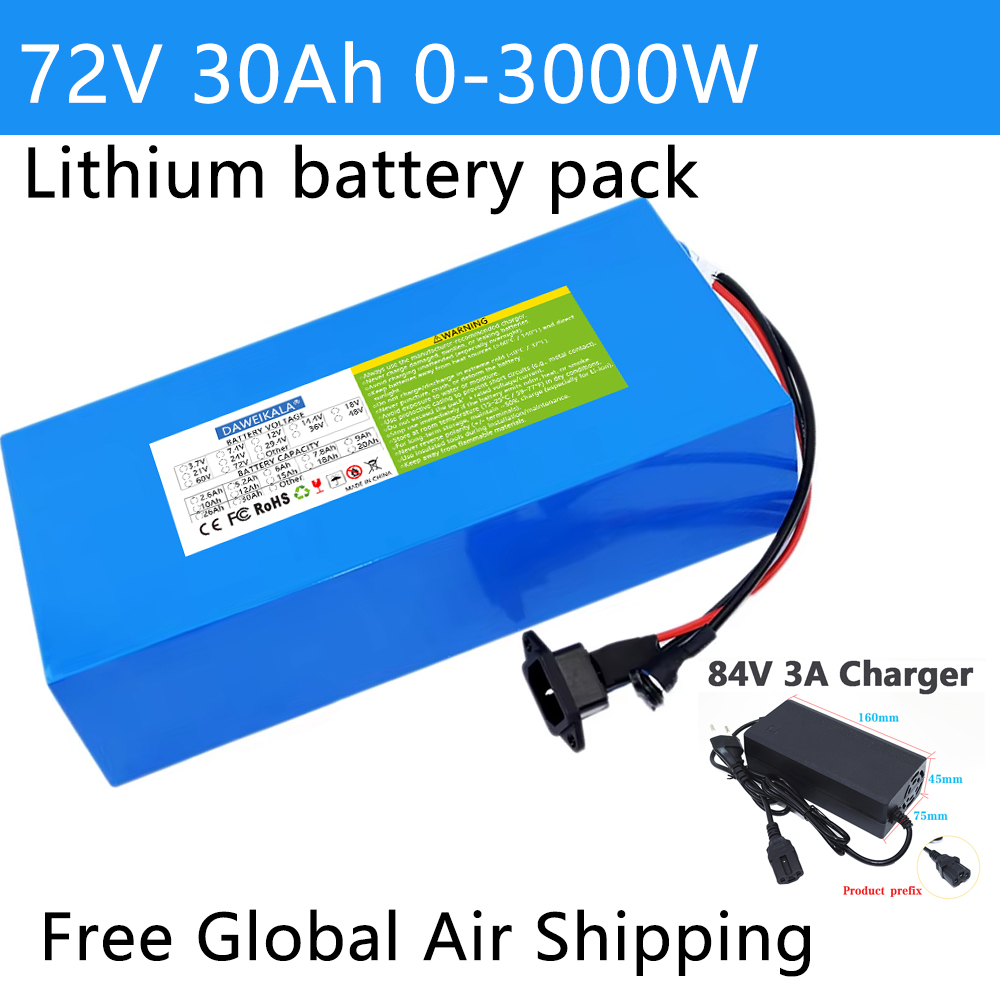 72V 12Ah-30Ah 18650 배터리 팩 50A  - Electric Bicycle Battery 72V 30Ah 리뷰 및 가격