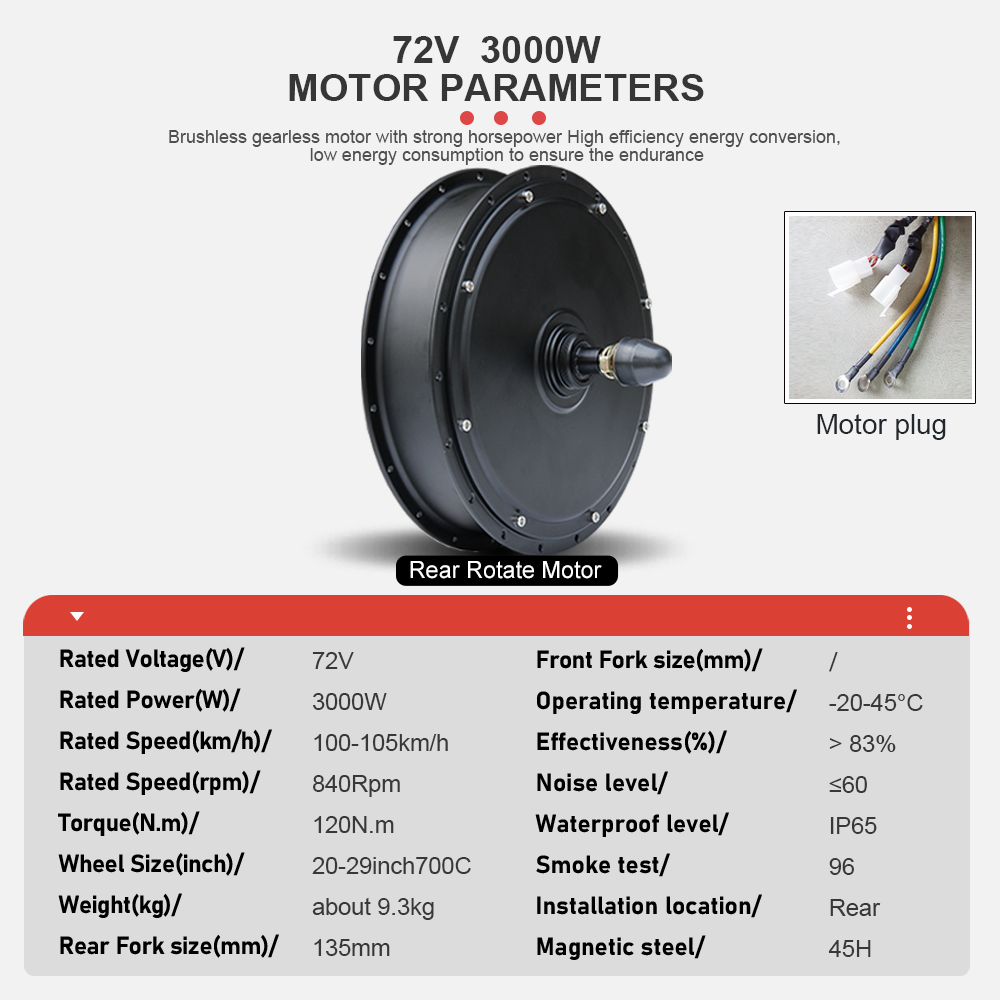 전기 자전거 모터 72V 3000W 속도 95-105k - Ebike Conversion Kit 72V 3000W 리뷰 및 가격