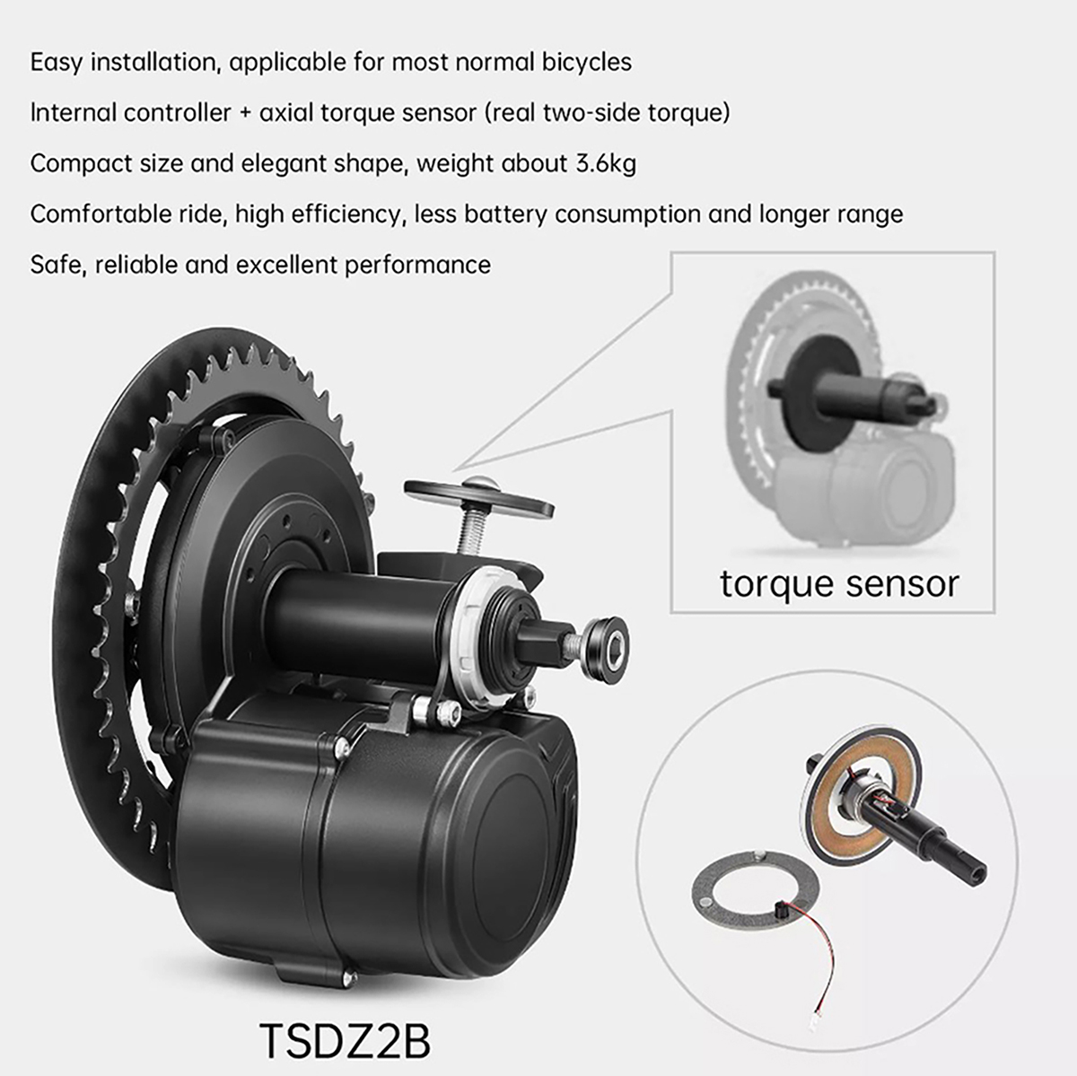 새 버전 Tongsheng 48V 500W Ebike  - Tongsheng Tsdz2B Mid Drive Motor 리뷰 및 가격